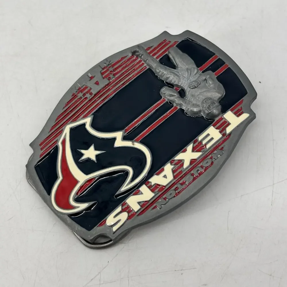 Houston Texans Belt Buckle Pewter Enamel 2008 Football Red White Blue